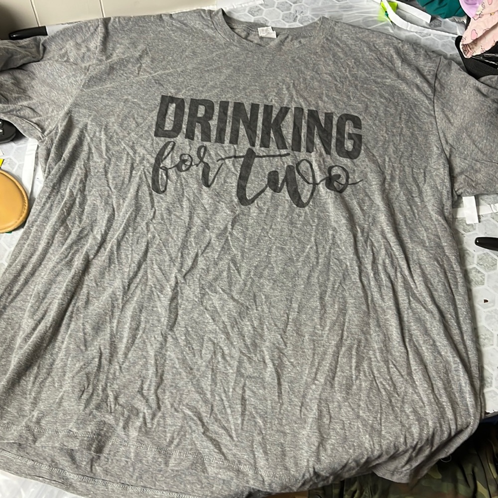 2XL Short Sleeve Gray Drinking For Two T Shirt